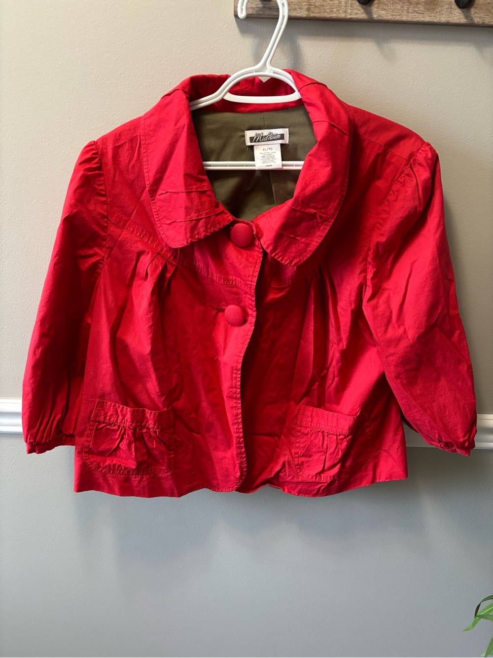 Vintage-Inspired Red Women's Button-Front Jacket